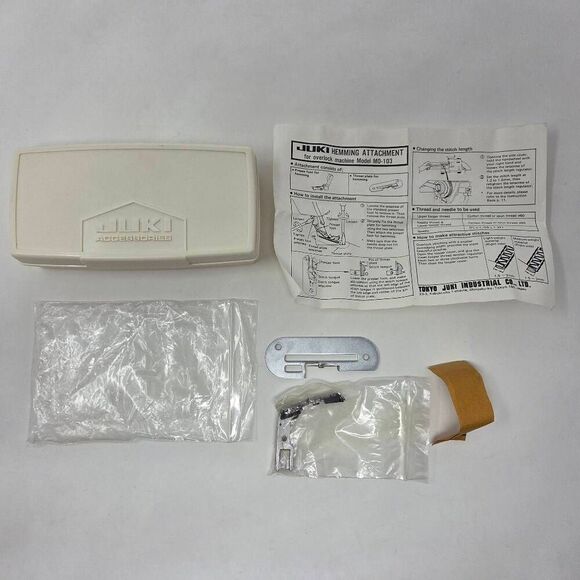 JUKI HEMMING ATTACHMENT SET PRESSER FOOT & THROAT FOR MO-103 SERGER LOCK W/ CASE - Picture 1 of 4